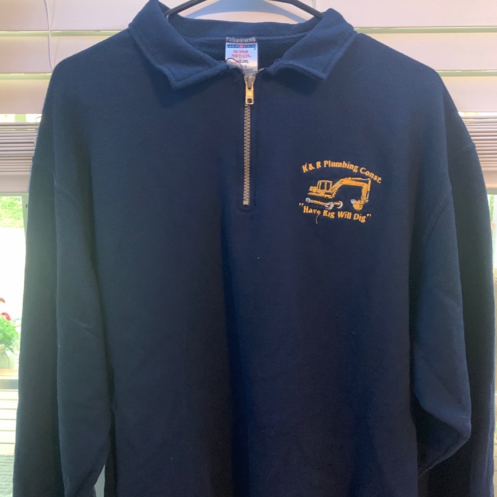 Random Company Large Blue Zip Up Crew Neck